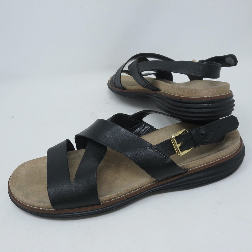 Cole Haan ØriginalGrand Size 8B Black Leather Strappy Casual Sandals W17164